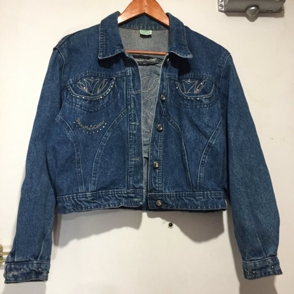 VINTAGE BIANCA MARIA CASELLI CROPPED DENIM JACKETS SIZE S - Picture 4 of 10